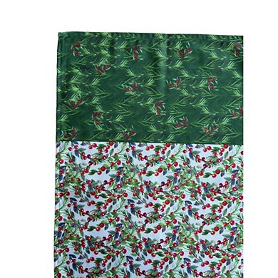 Holiday Runner Red Holly Berry And Cedar Greenery Mingle Together