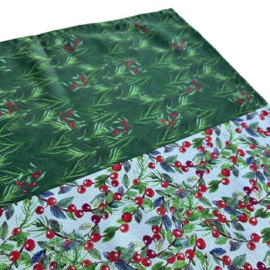 Holiday Runner Red Holly Berry And Cedar Greenery Mingle Together