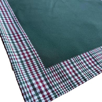 Hunter Green And Red Runner With Plaid Border, Holiday Decor