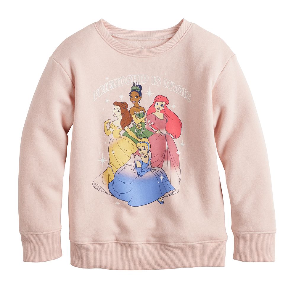 Girls Yellow Princess Graphics Round Neck Sweatshirt main image 1