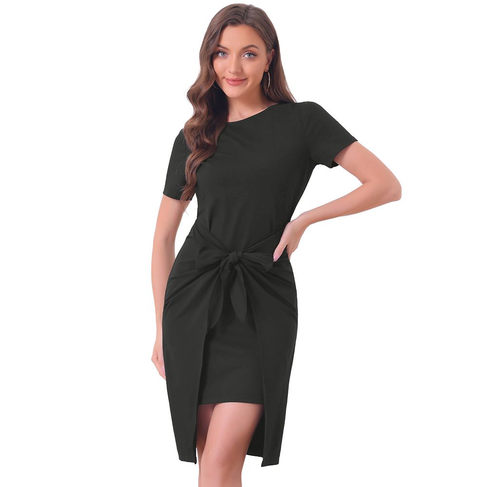 Women‘s Work Dress Sheath Dress Short Mini Dress Long Sleeve Pure Color Ruched