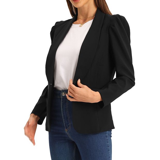 Work Office Blazers For Women s Shawl Collar Puffy Sleeve Suit Blazer Jackets