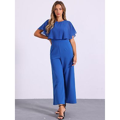 Ruffle Sleeve Jumpsuit For Women Casual Dressy Tie Waist Wide Leg Jumpsuits