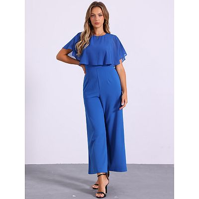 Ruffle Sleeve Jumpsuit for Women Casual Dressy Tie Waist Wide Leg