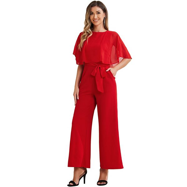 Tie-Waist Ruffled Strapless Wide Leg Jumpsuit main image 0