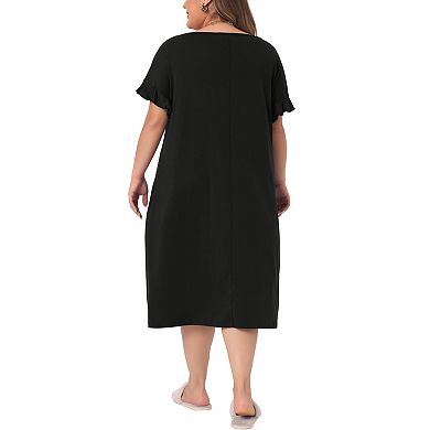 Plus Size Nightgowns Pajama For Women Short Sleeve V Neck Soft Nightshirt With Pockets Pajama