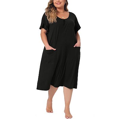 plus size cotton night dress for women Plus Size Lace Trim V-Neck Short Sleeve Night Dress