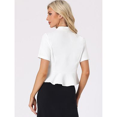 Casual Business Blazer for Women's Open Front 3/4 Sleeve Collarless Cardigan