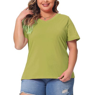 Plus Size T Shirts For Women Short Sleeve V Neck Basic Casual