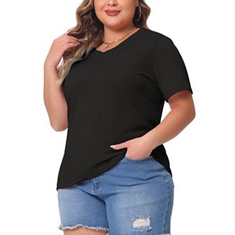 Plus Size T Shirts For Women Short Sleeve V Neck Basic Casual Summer Tops