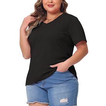Plus Size T Shirts For Women Short Sleeve V Neck Basic Casual Summer Tops