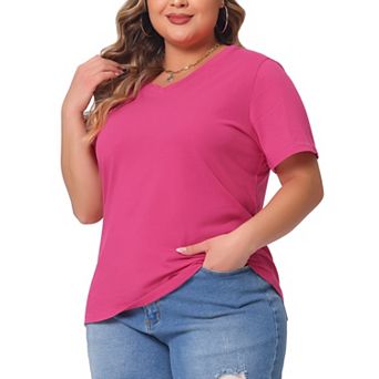 Plus Size T Shirts For Women Short Sleeve V Neck Basic Casual Summer Tops
