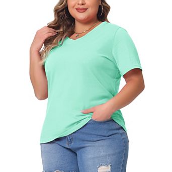 Plus Size T Shirts For Women Short Sleeve V Neck Basic Casual Summer Tops