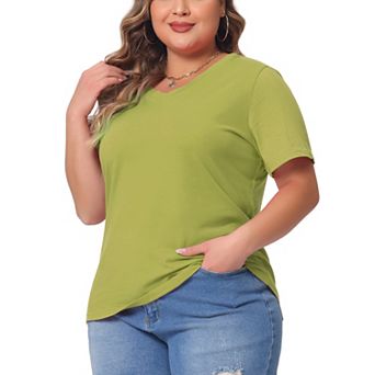 Plus Size T Shirts For Women Short Sleeve V Neck Basic Casual Summer Tops