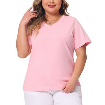Plus Size T Shirts For Women Short Sleeve V Neck Basic Casual Summer Tops