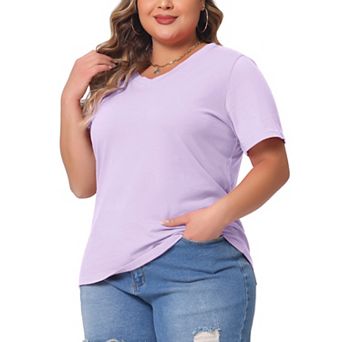 Plus Size T Shirts For Women Short Sleeve V Neck Basic Casual Summer Tops