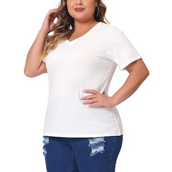 Plus Size T Shirts For Women Short Sleeve V Neck Basic Casual Summer Tops