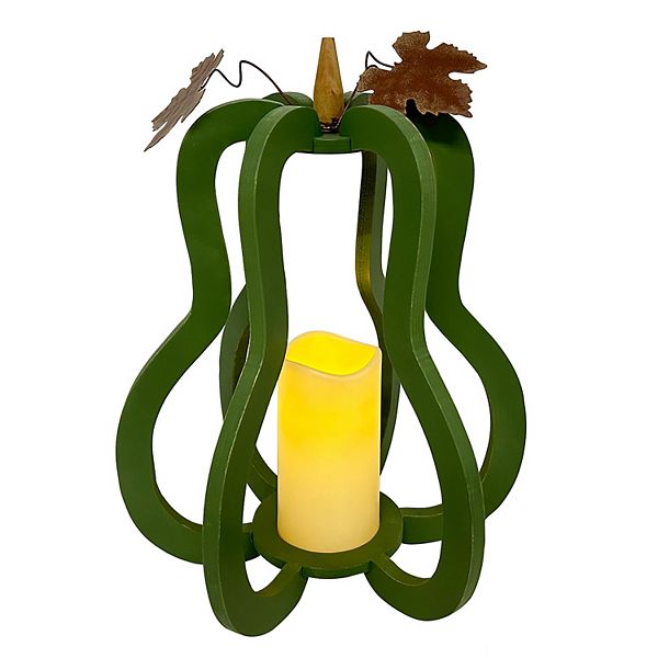 Celebrate Together™ Fall Wood & Faux-Candle Gourd Table Decor - Hedge Grn