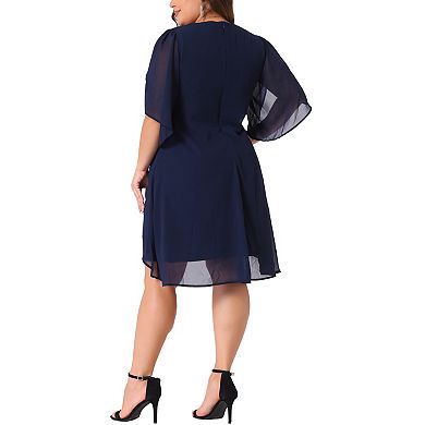 Plus Size Chiffon Cocktail Dresses for Women Mesh, Wedding Guest Party Overlay Short Dress