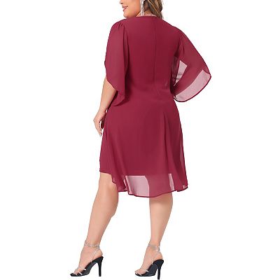 Plus Size Chiffon Cocktail Dresses for Women Mesh, Wedding Guest