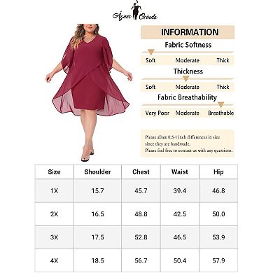 Plus Size Chiffon Cocktail Dresses for Women Mesh, Wedding Guest Party Overlay Short Dress
