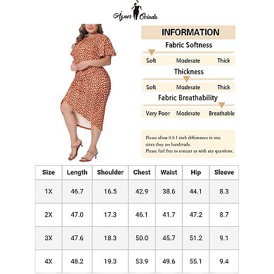 Plus Size Dress For Women Polka Dots Ruched Round Neck Short Sleeve Wedding Cocktail Bodycon Dress