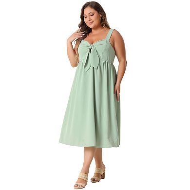 Plus Size Cami Dress for Women Cute with Bow Flowy Midi Dresses