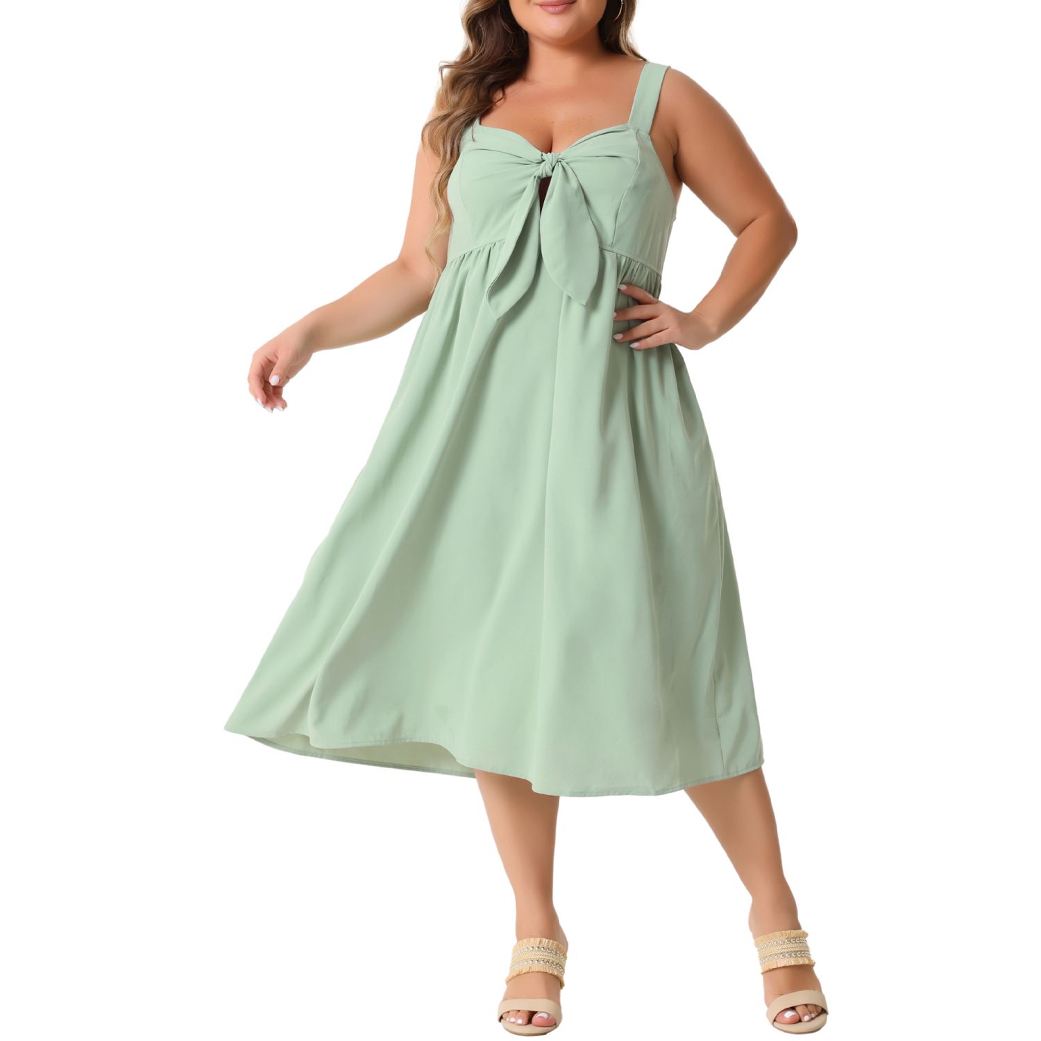 Женские платья Plus Size Cami Dress for Women Cute with Bow Flowy Midi Dresses