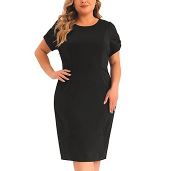 Plus Size Dress for Women Short Sleeve Above the Knee Sheath Dress Office Wear to Work Dresses