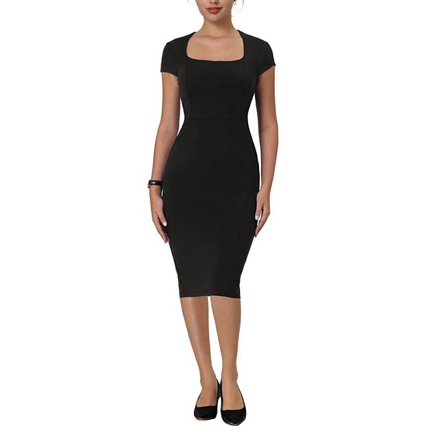 Short Sleeve Pencil selling Dress Womens Black