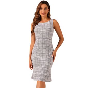 Tweed Dress For Women's Summer Sleeveless Elegant Plaid Bodycon Dress