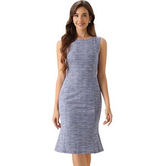 Tweed Dress for Women's Summer Sleeveless Elegant Plaid Bodycon Dress