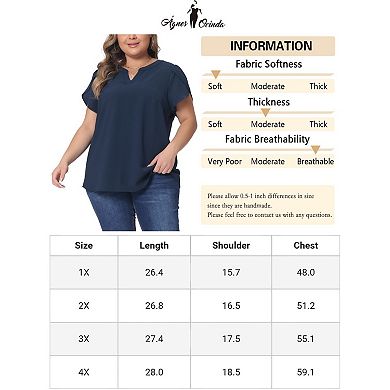 Plus Size Blouses For Women Summer Dressy Short Sleeve Notched V Neck Casual Tops