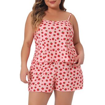 Plus Size Pajamas for Women Sleepwear Cami Shorts Set Cute Nightgown