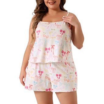 Plus Size Pajamas for Women Sleepwear Cami Shorts Set Cute Nightgown