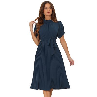 chinese dress ladies Solid Short Sleeve Shirt Collar Button Front Closure Mini Dress Medium / Black main image 0