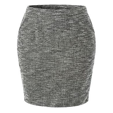 Plus Size Skirt For Women Tweed High Waisted Back Stretchy Office Pencil Skirt