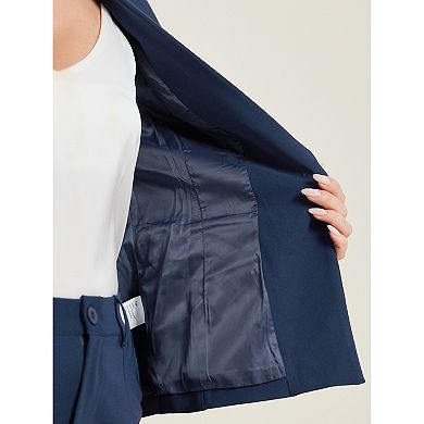 Women's 2 Pcs Outfits Business Office Suit Set One Button Short Sleeve Blazer Jacket And Suit Pants
