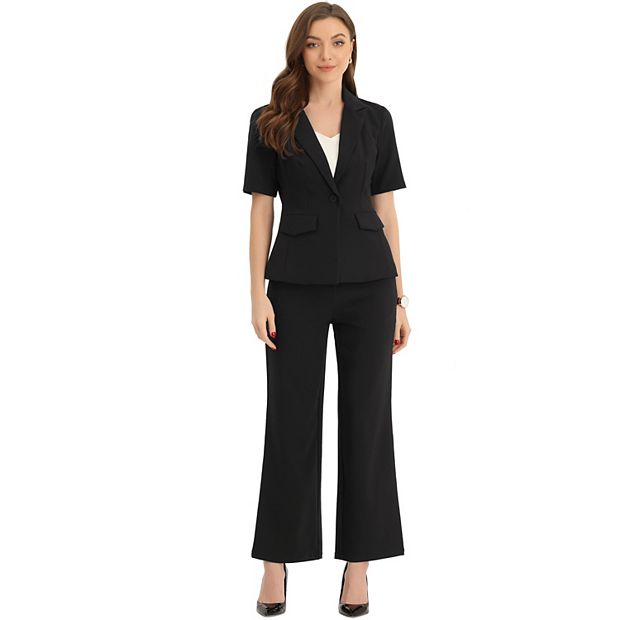 One Button /Two Button Jacket Straight Slacks Pants Set(3色) Women's 2 Pcs Outfits Business Office Suit Set One Button