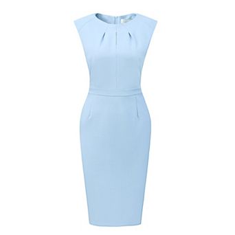 Women's Sheath Dress Pleated Neck Work Pencil Dresses