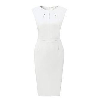 Women's Sheath Dress Pleated Neck Work Pencil Dresses