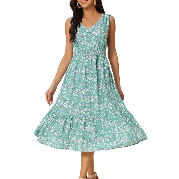 Women's Summer Boho Beach Dresses V Neck Sleeveless Floral