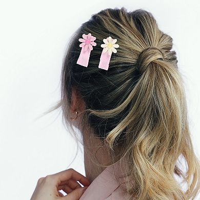 1 Set Flower Shape Hair Clips Cartoon Fabric Hair Clips For Girls