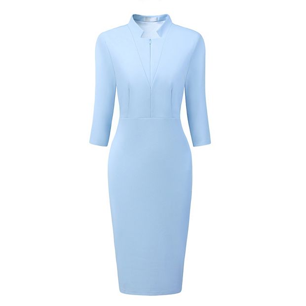 ELIZABETH Notched Collar Pencil Dress (Black)