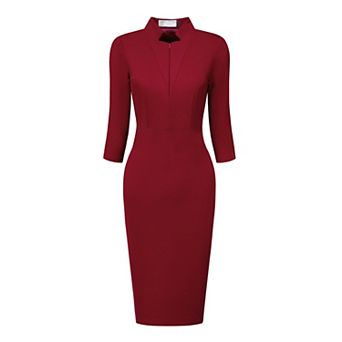 Women's Sheath Dress Work Zipper Collar Pencil Dresses