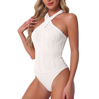 Bodysuits for Women Halter V Neck Sleeveless Top Romper