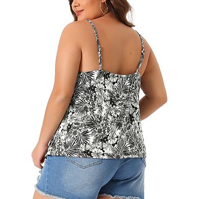 Plus Size Tank Tops For Women Boho Floral Loose Cami Spaghetti Strap Tunic Blouses