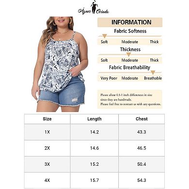 Plus Size Tank Tops For Women Boho Floral Loose Cami Spaghetti Strap Tunic Blouses
