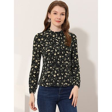 Women's Long Sleeve Ruffle Collar Casual Floal Top
