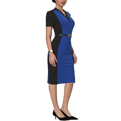 Women's Sheath Dress Contrast Color Office Pencil Dresses